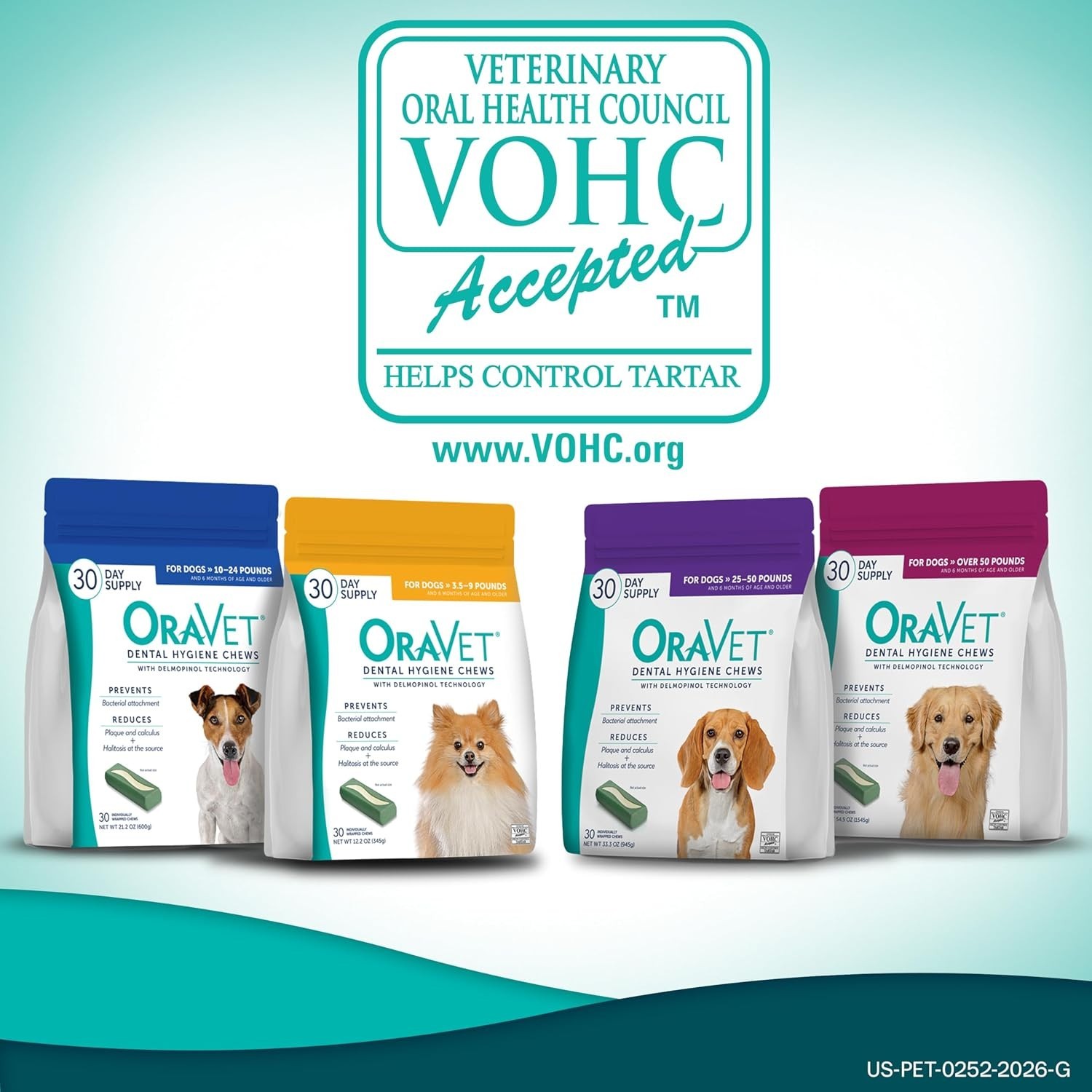 (2 Pack) OraVet Hygiene Dental Chews for Small Dogs, 10-24 lbs., 30 count