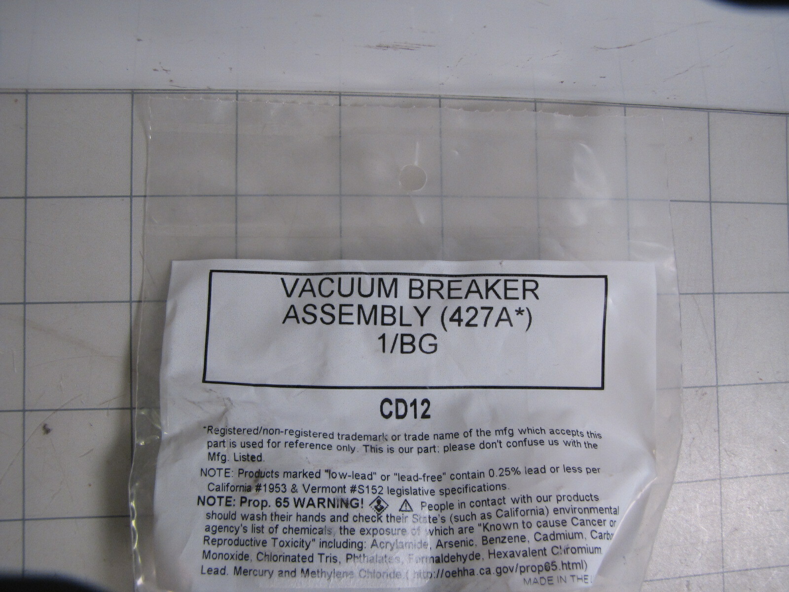Vacuum Breaker Assembly 427A CD12 NEW