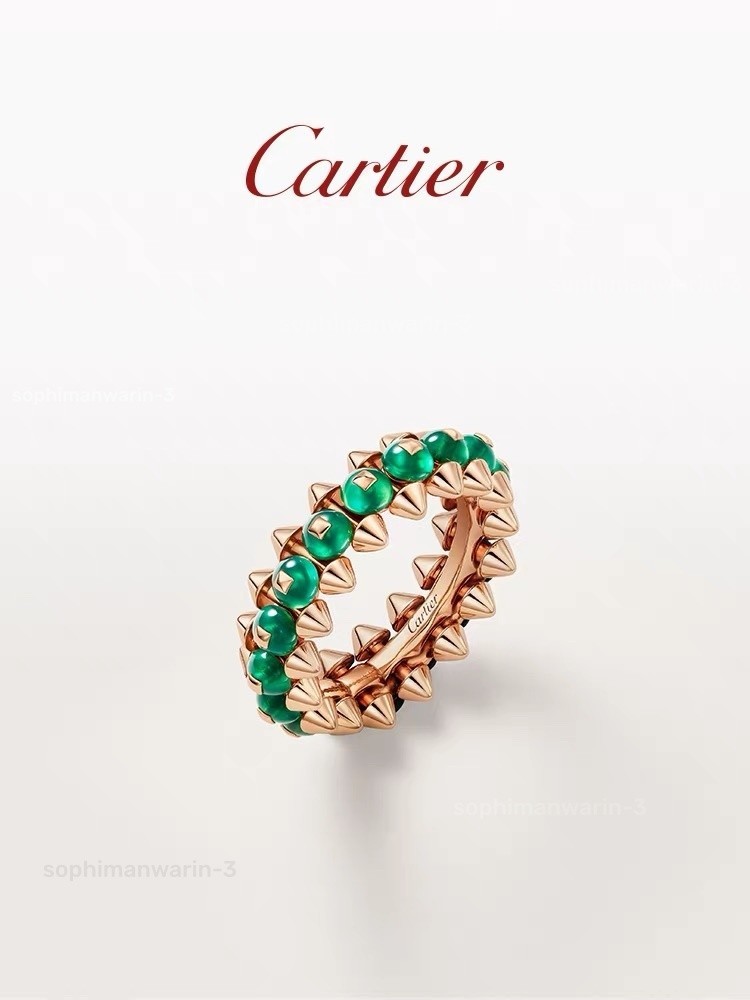 GIFT.Cartler.Rose Gold and Green Agate Clash de Ring size 8
