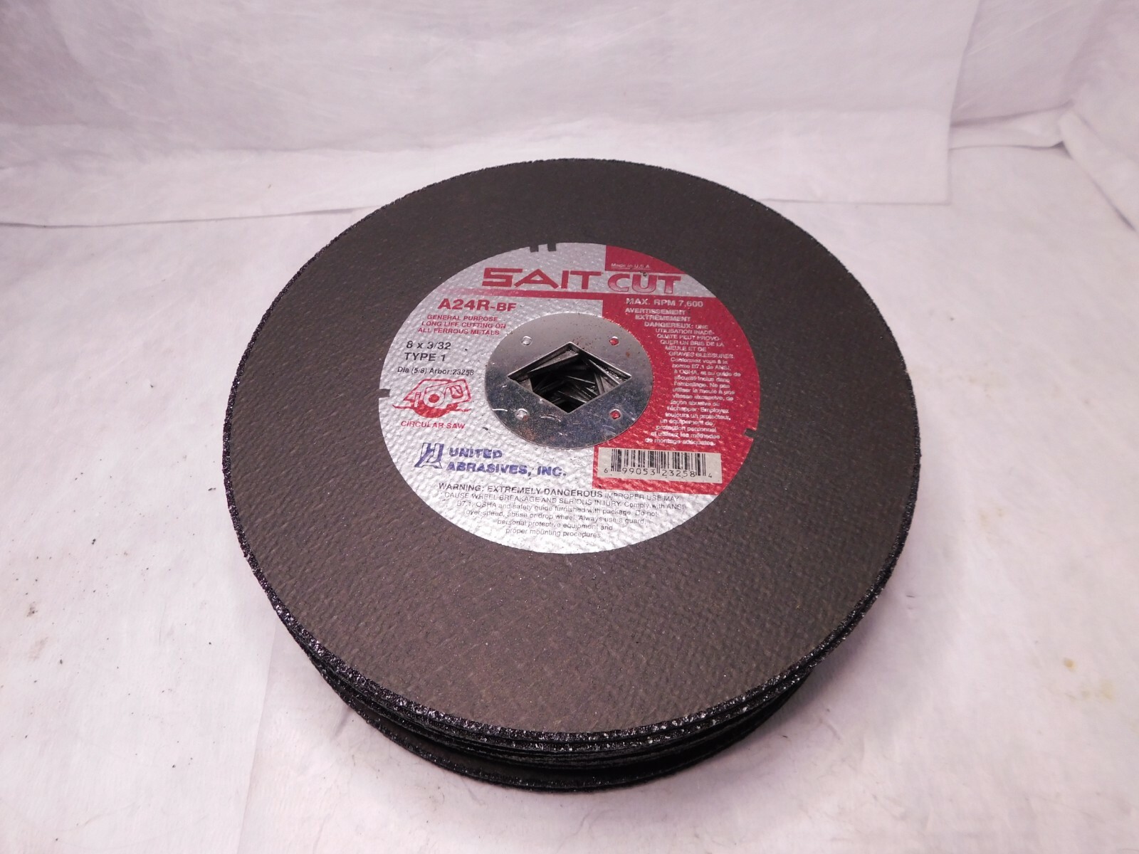 Sait Metal Cut-Off Wheels Type 1 8″ x 3/32″ Box of 19 A24R
