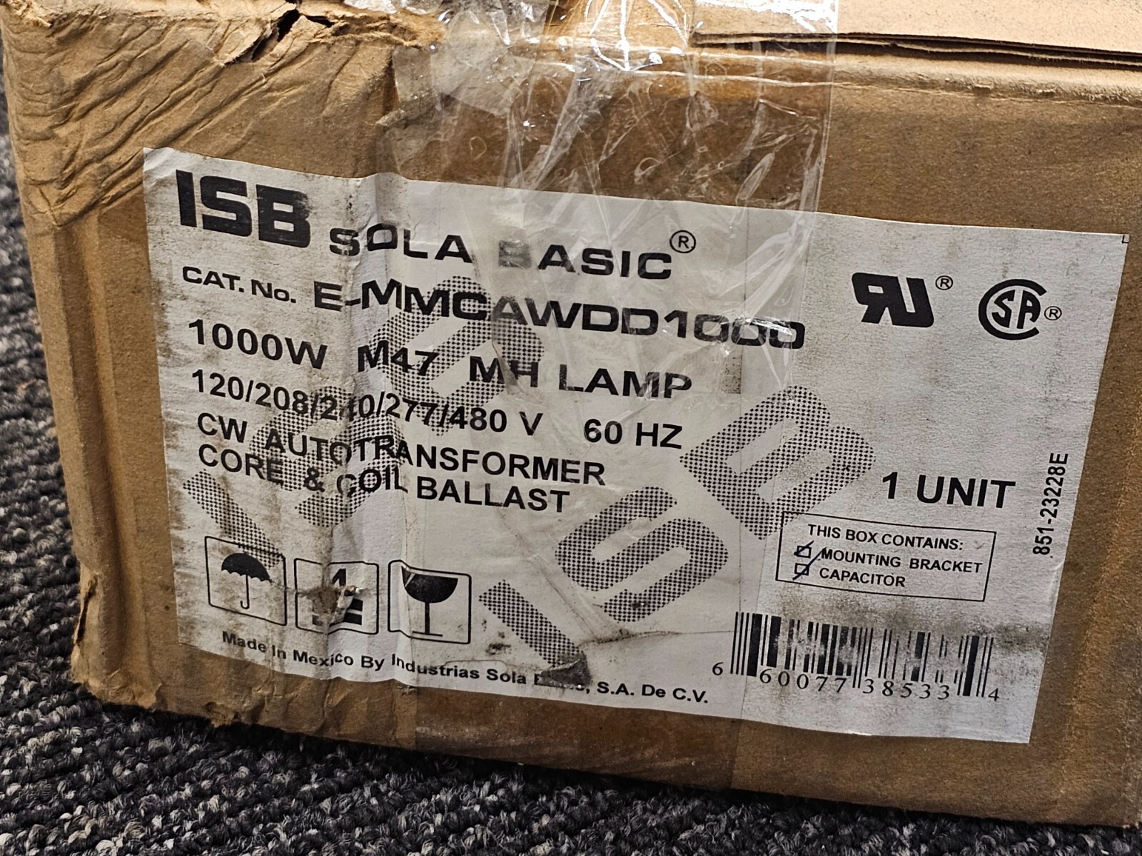 ISB Sola Basic E-MMCAWDD1000 1000W Metal Halide Core Coil Ballast M47 MH Lamp