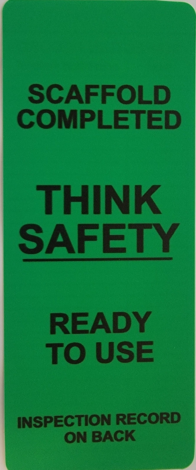 Green Vinyl Scaffolding Tag (QTY-10 per Pack) READY TO USE