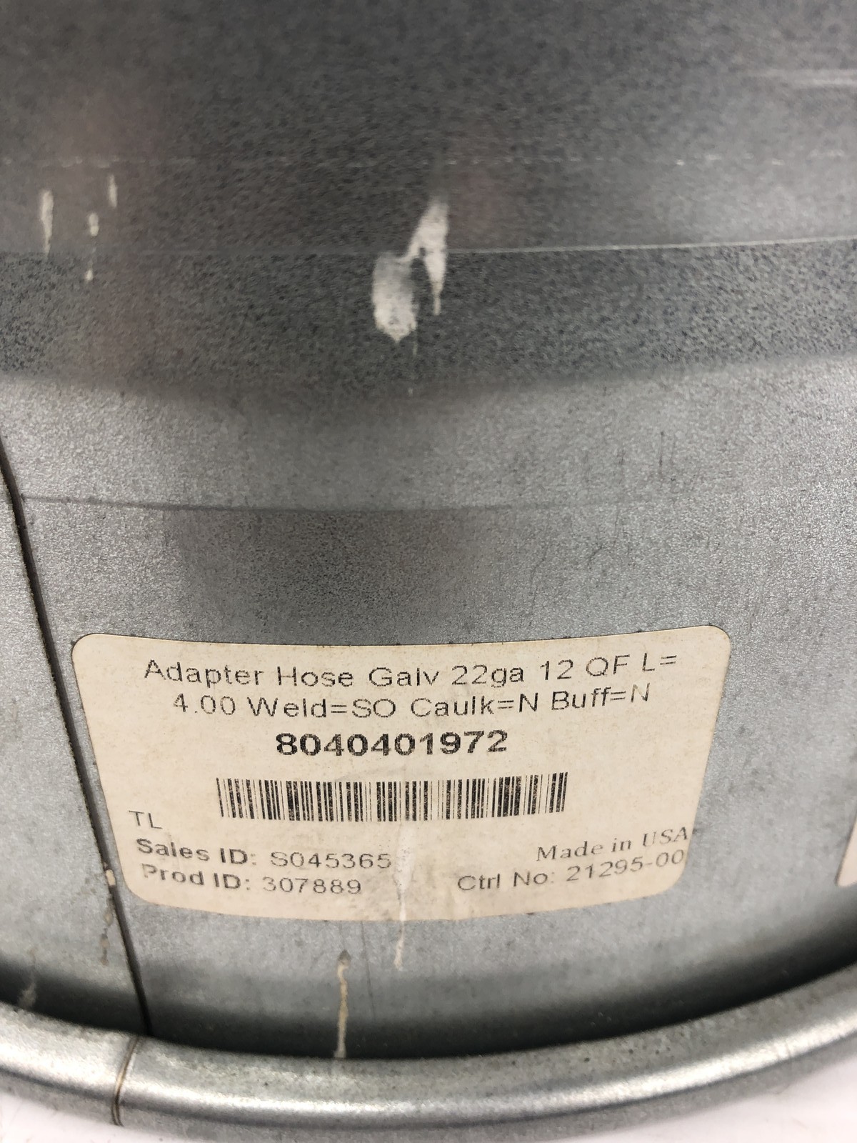 Nordfab 8040401972 Hose Adapter 12″ 40D636 22ga