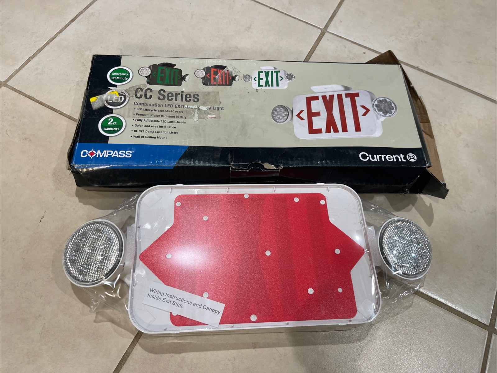 COMPASS CCRRC CC SERIES COMBINATION LED EXIT/EMERGENCY LIGHT 120/277V NEW