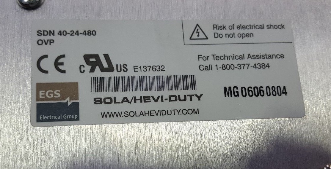 SOLA SDN 40-24-480 POWER SUPPLY (R5S14.6)