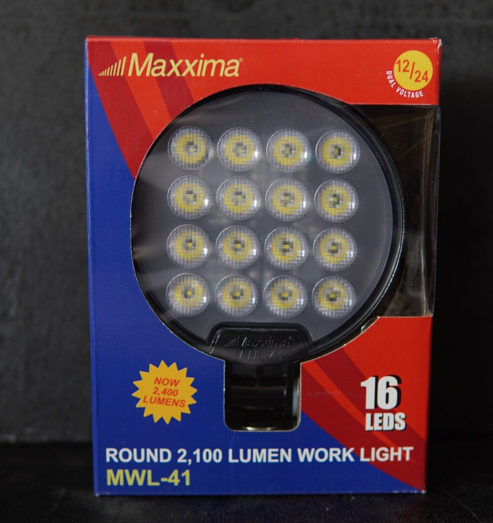 Maxxima MWL-41 Round 18 LED Black Work Light 2,400 Lumens 12/24VDC