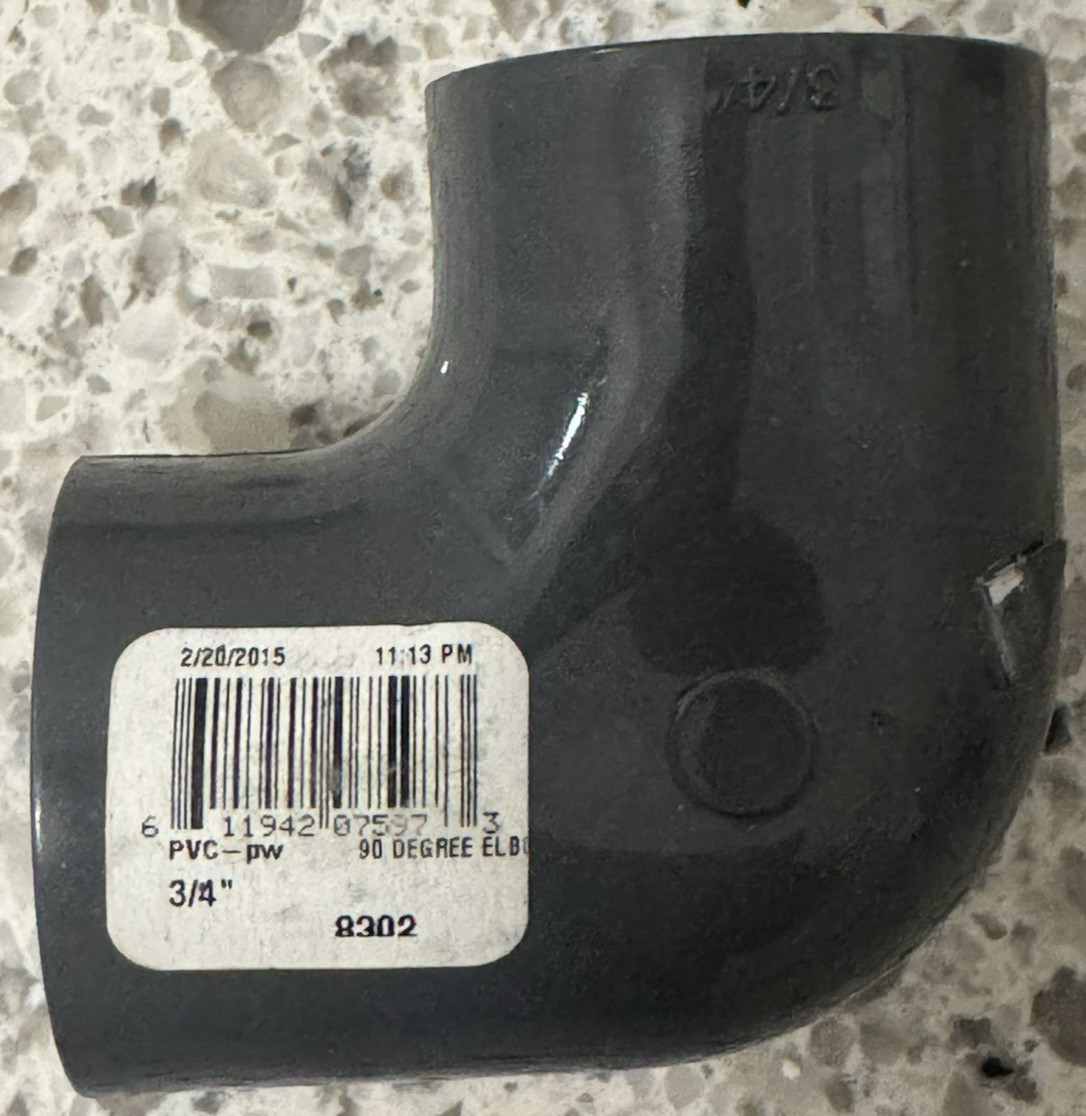 CHARLOTTE 3/4″ 90-Degree Elbow Schedule 80 PVC-I – Threaded x Threaded – NSF-pw