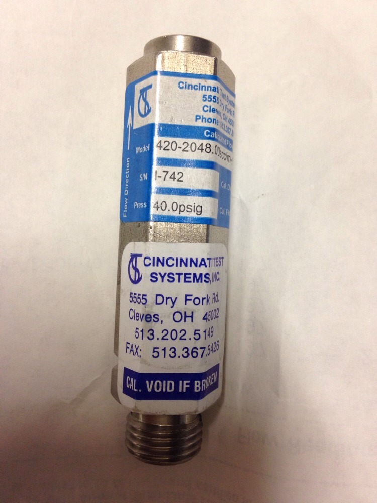 Cincinnati Test Systems 420-2048.00scc/m-40.0psig-21, EX0I742, SHIPSAMEDA#1645P8