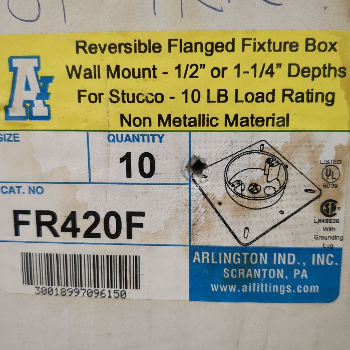 Round Flanged Device Box Arlington FR420F Stucco Box