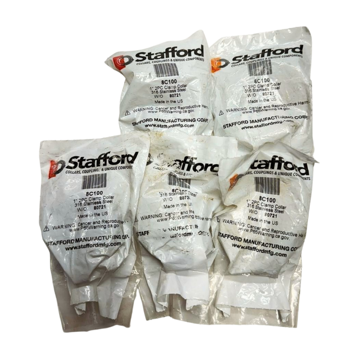 Stafford 8C100 Stainless Steel 1″ Two-Piece Clamp Collar, w/o 80721