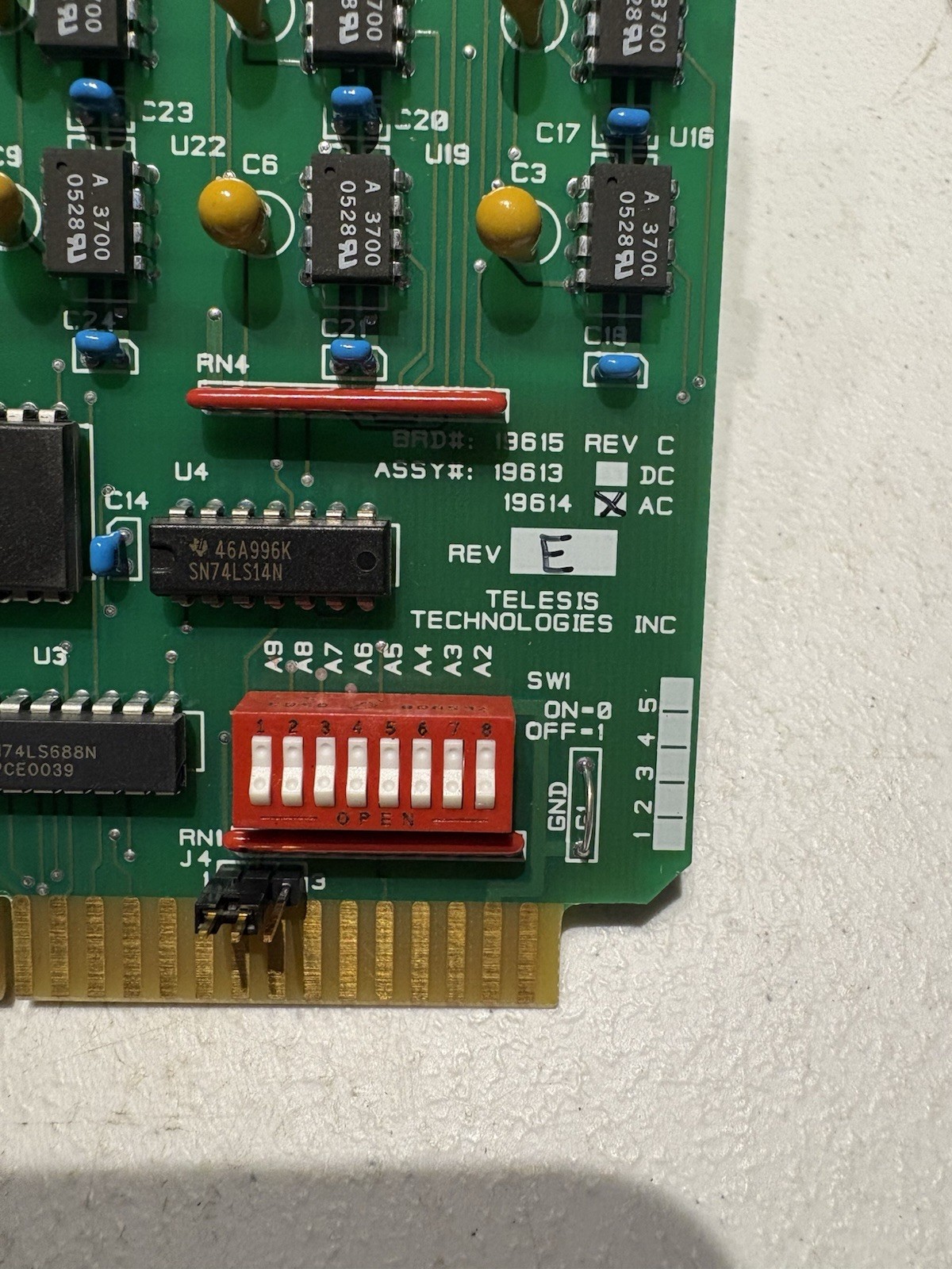 TELESIS TECHNOLOGIES BOARD# ASSY# 19614 AC REV. E NEW-NO BOX 19614