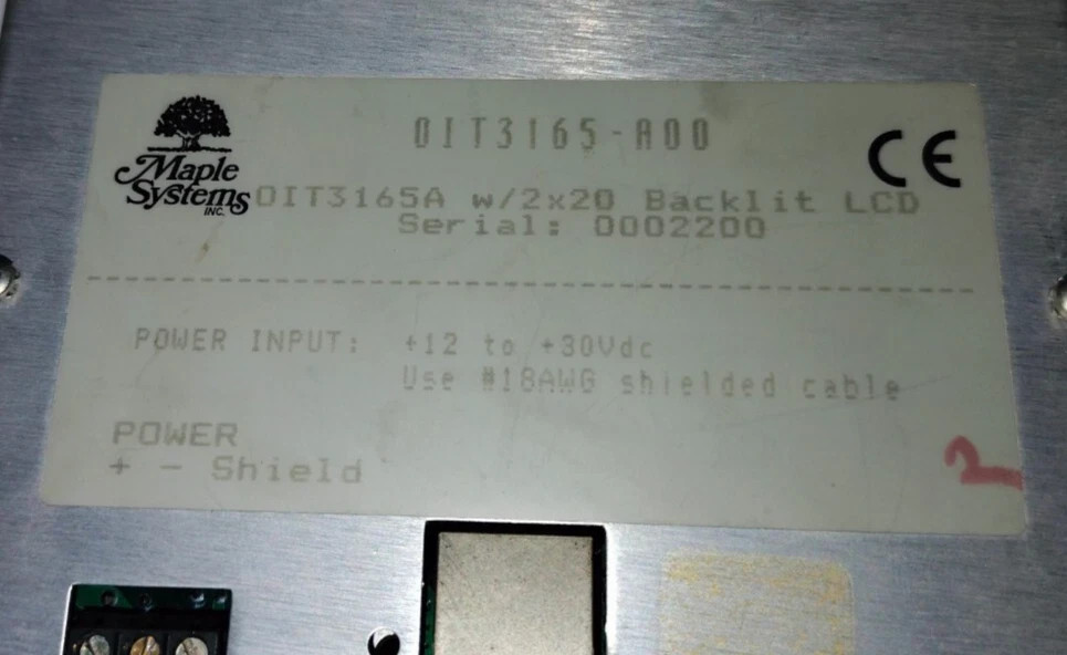 Maple System 0IT3165-A00 0IT3165A w/2×20 Backlit LCD 12 to 30VDc Controller