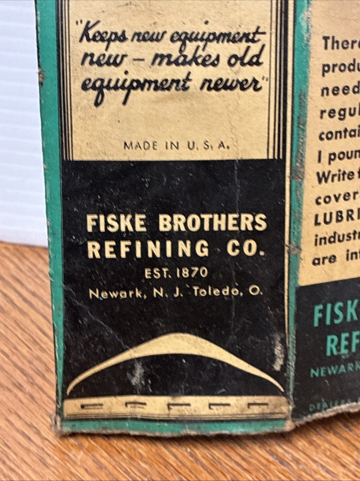 Vintage Lubriplate “The Modern Lubricant” Tube No.310 Fisk Brother in Box