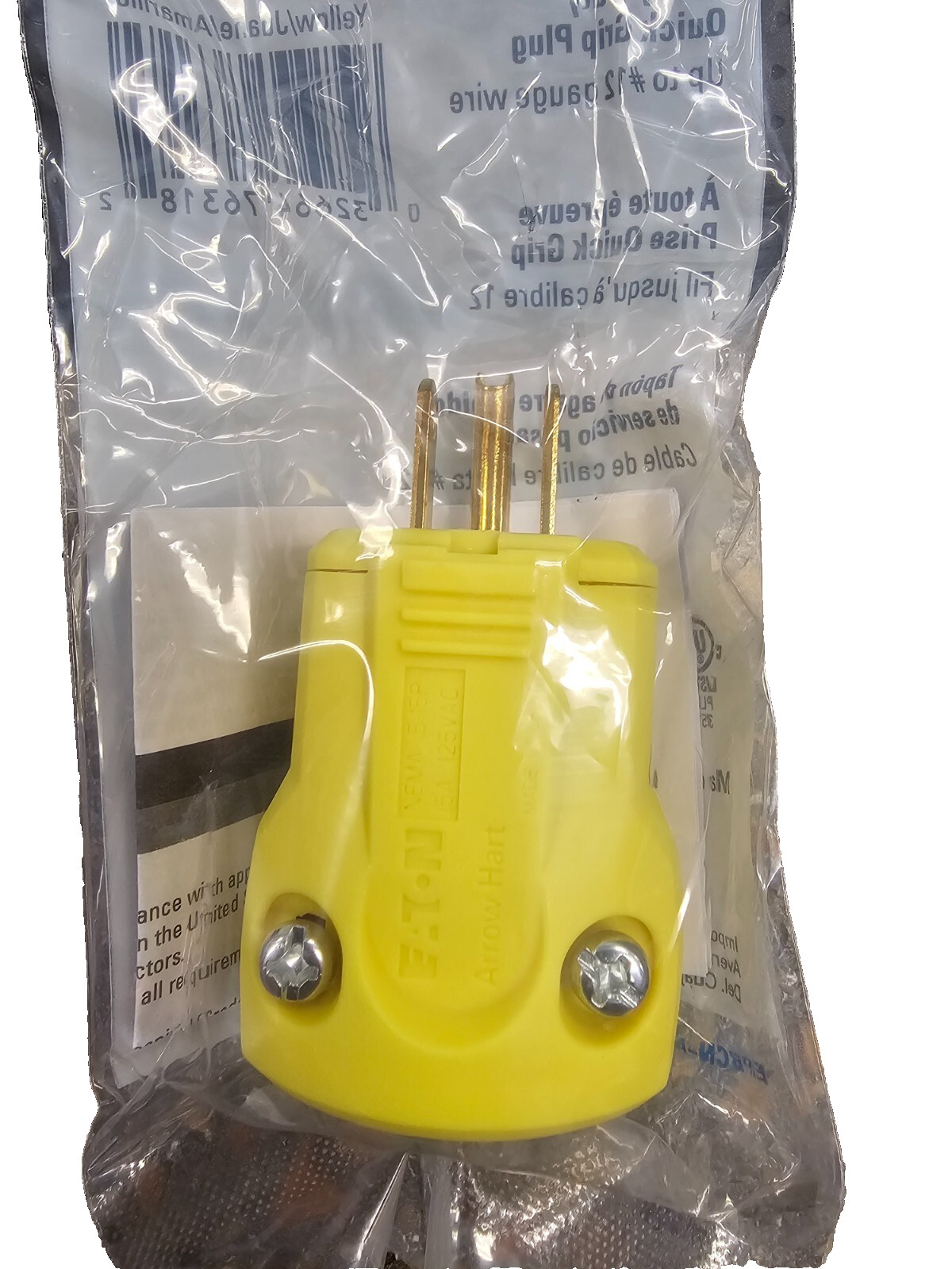 (BOX OF 10) Eaton AH5965Y Arrow Hart HD Quick Grip Straight Blade Plug