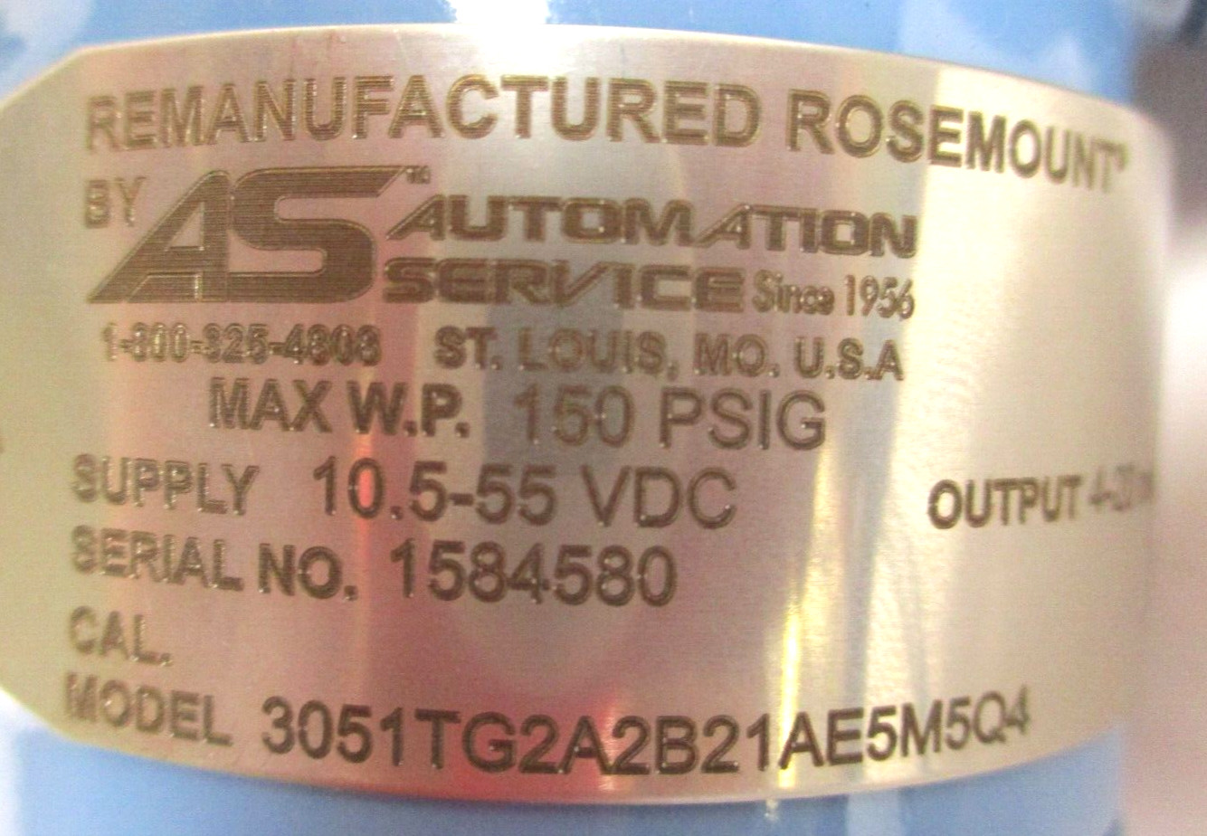 ROSEMOUNT , 3051TG2A2B21AE5M5Q4 , 150 PSI , 1/2″ FNPT , REMANUFACTURED
