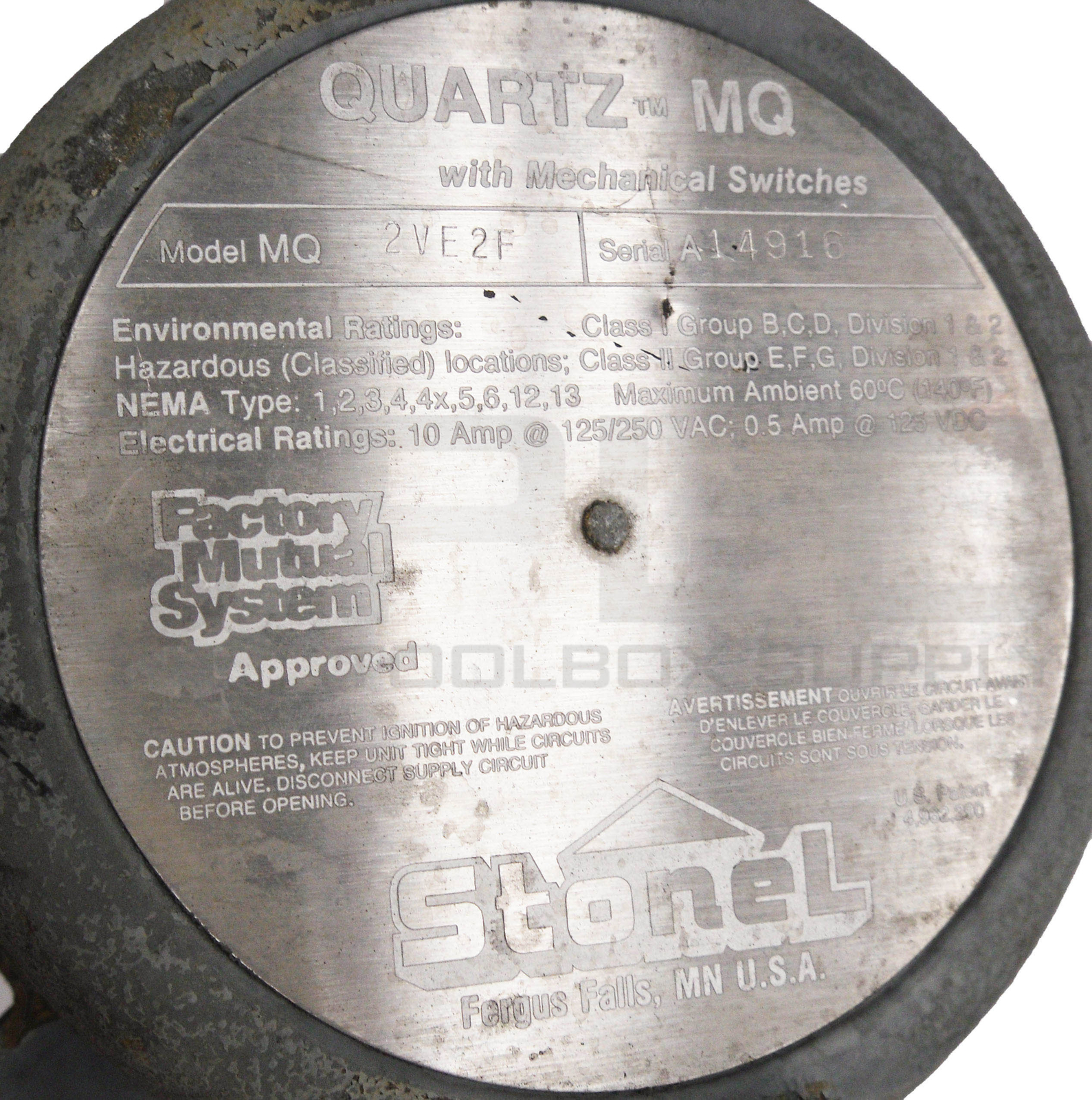 STONEL QUARTZ MQ 2VE2F /A POSTION VALVE SENSOR 10A W/ 5150313600TT BALL VALVE 2″