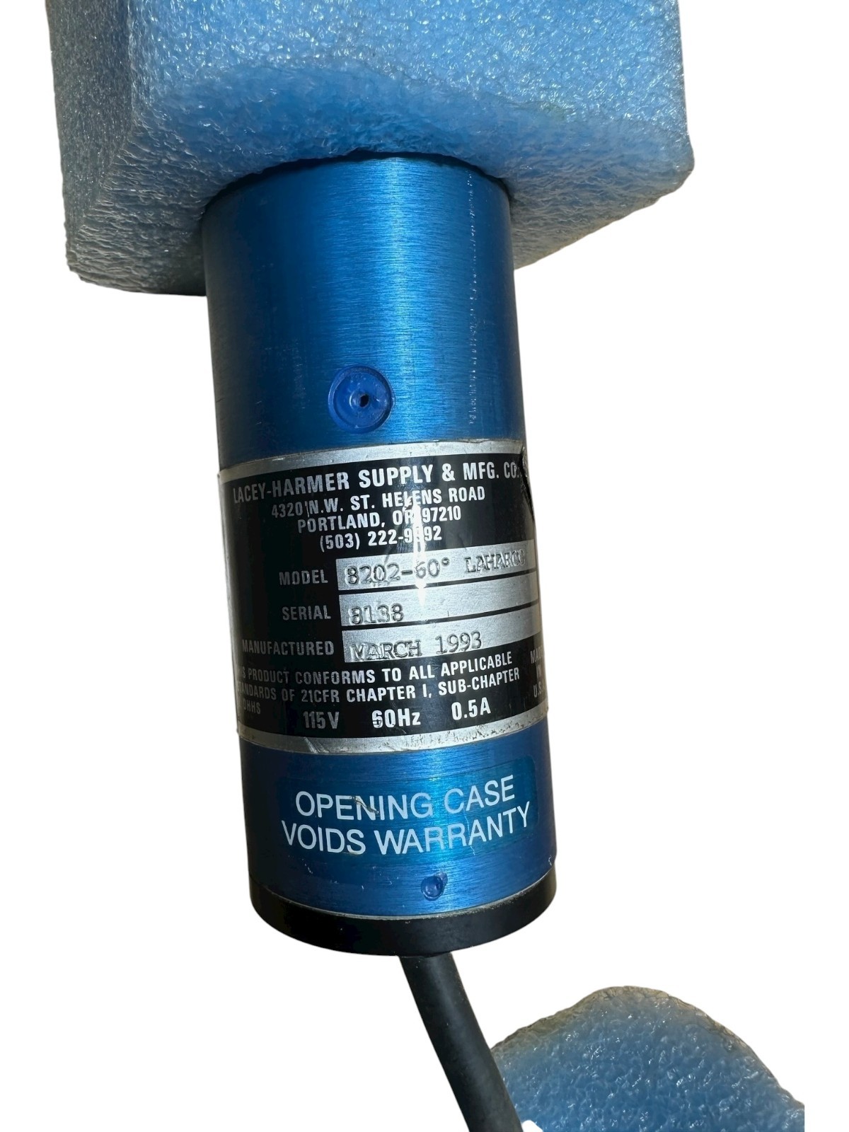 Lacey-Harmer Model 8202-60° LAHARCO Laser 115V 60Hz 0.5A **SALE**