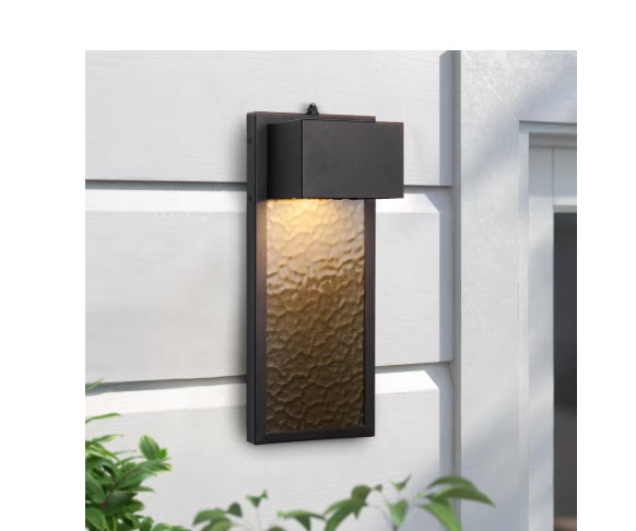 LamQee 1-Light Black Outdoor Hardwired LED Flush Mount Wall Sconce Dusk to Dawn