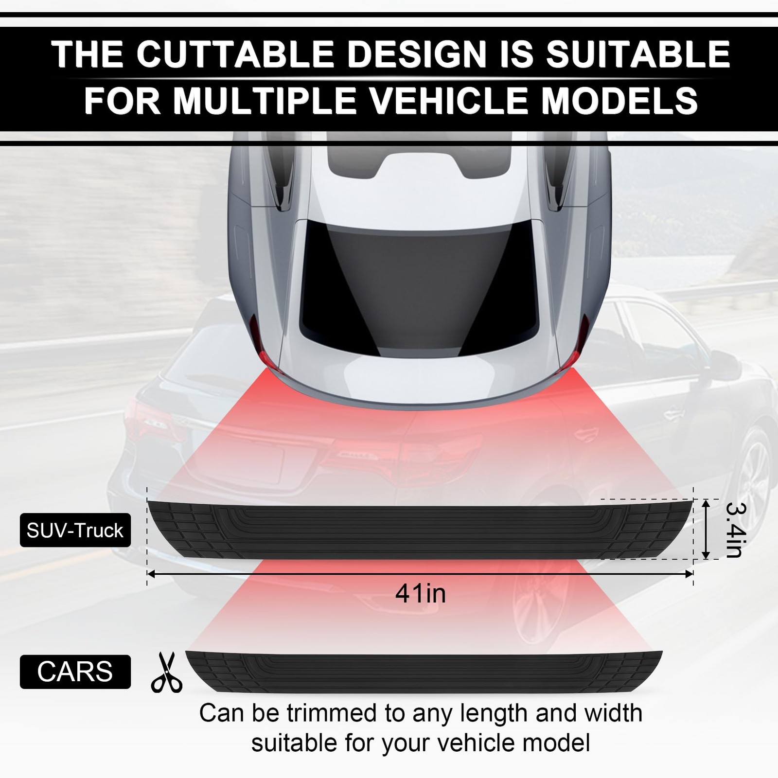 SINGARO Car Rear Bumper Protector, 42inch x3.4inch Car/SUV Universal Rubber A…