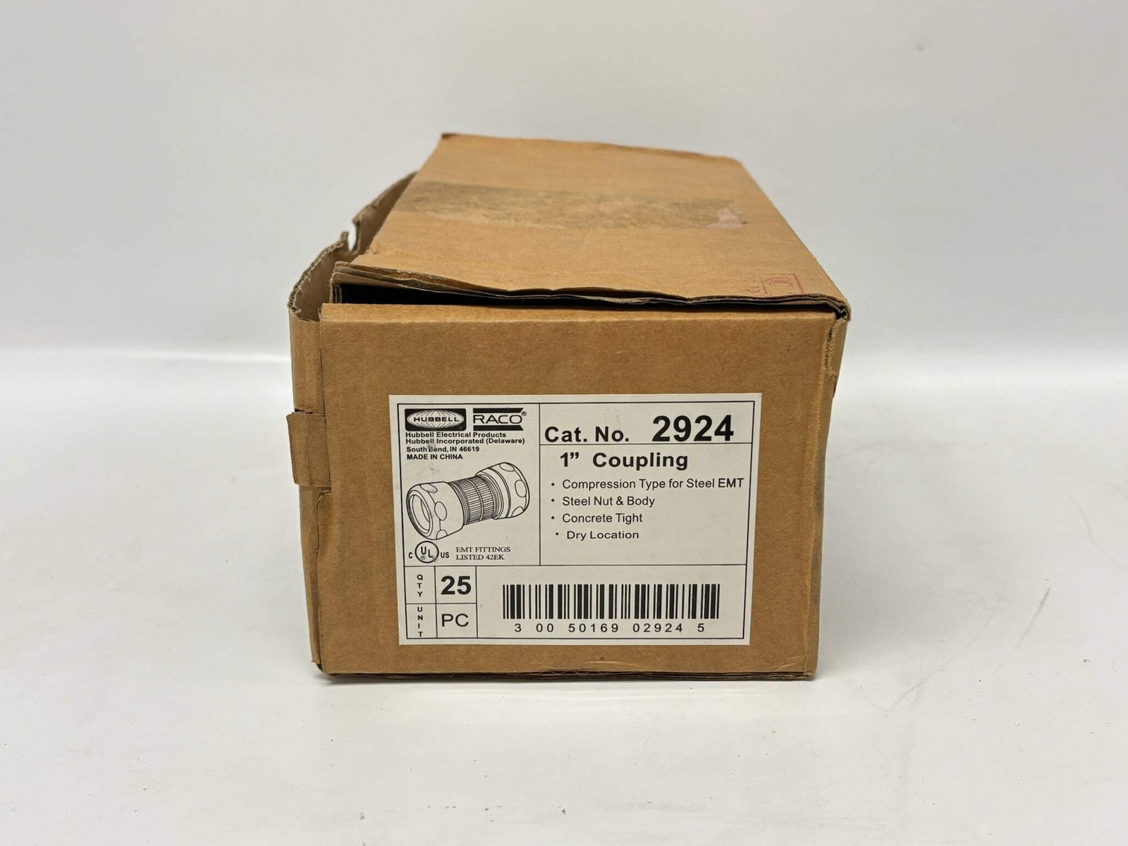 25 PK RACO 2924RT 1″ EMT Raintight Compression Coupling, Steel