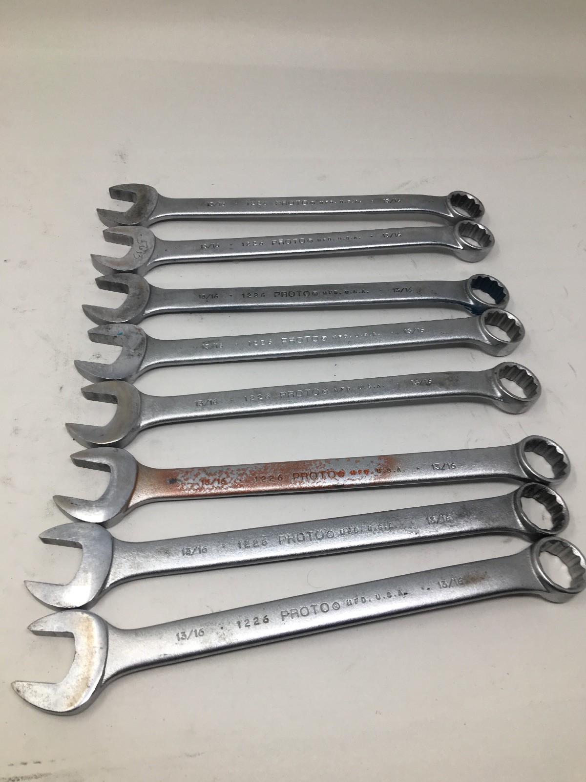 Lot Of 8 PROTO Professional 1226, 12-point Combination Open/Box End WRENCH 13/16