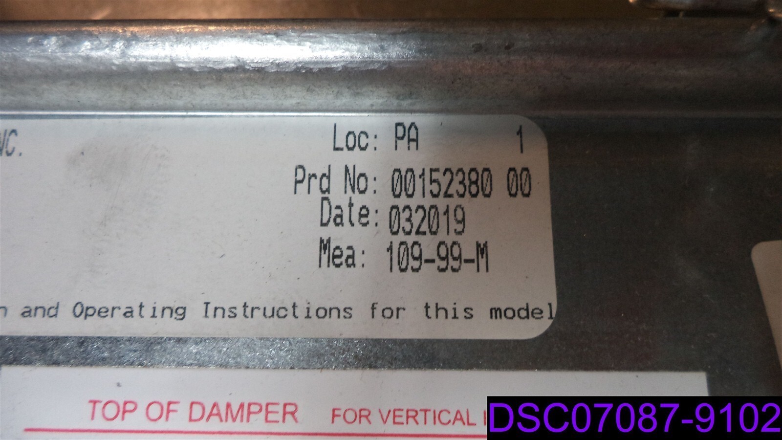Dented Air Balance Damper Model 119AH, Duct: 18×18, Frame 17.75 x 17.75