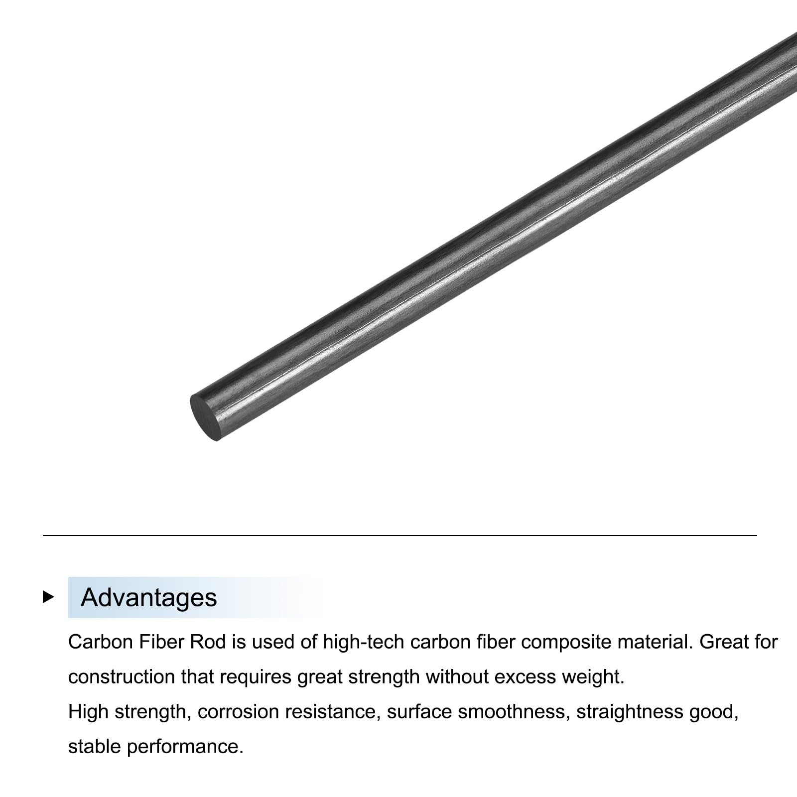 MECCANIXITY 5 Pcs Carbon Fiber Rod, 8mm x 500mm for RC Plane DIY Tool Wing Tube