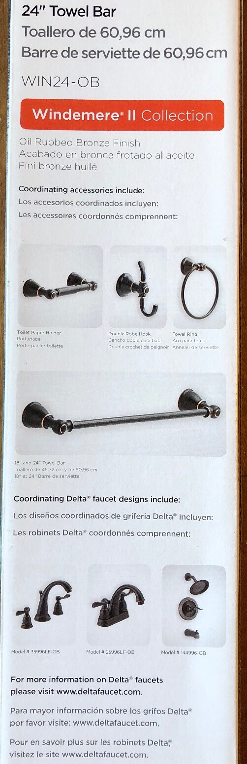 Delta Faucet Windemere II Collection 18″ Towel Bar, Delta Oil Rubbed Bronze
