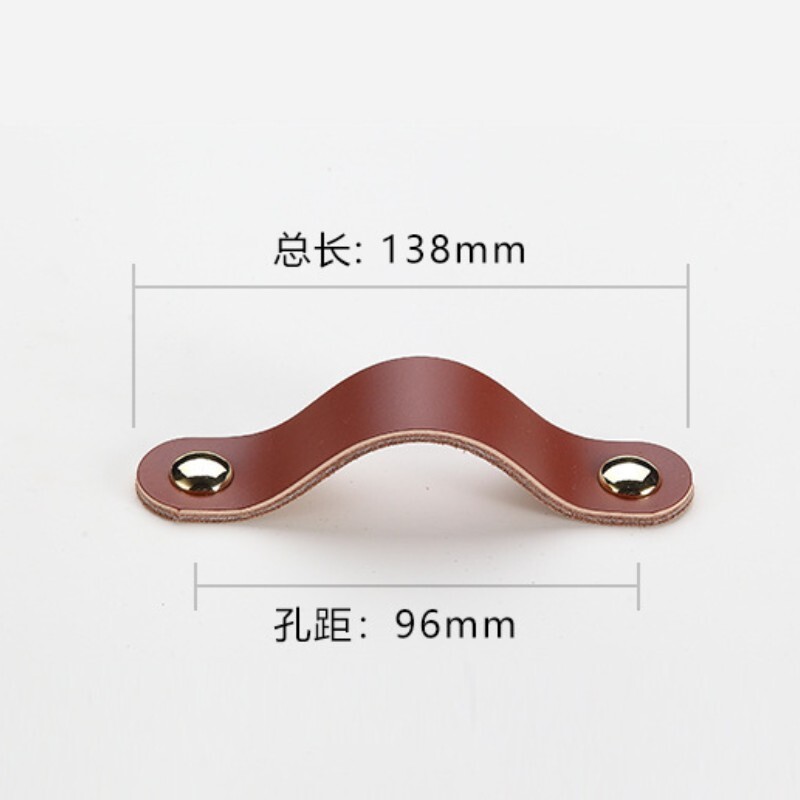 2Pcs Cattlehide Drawer Pulls for Dresser Drawer, Cupboard 96 Hole Center , Brown