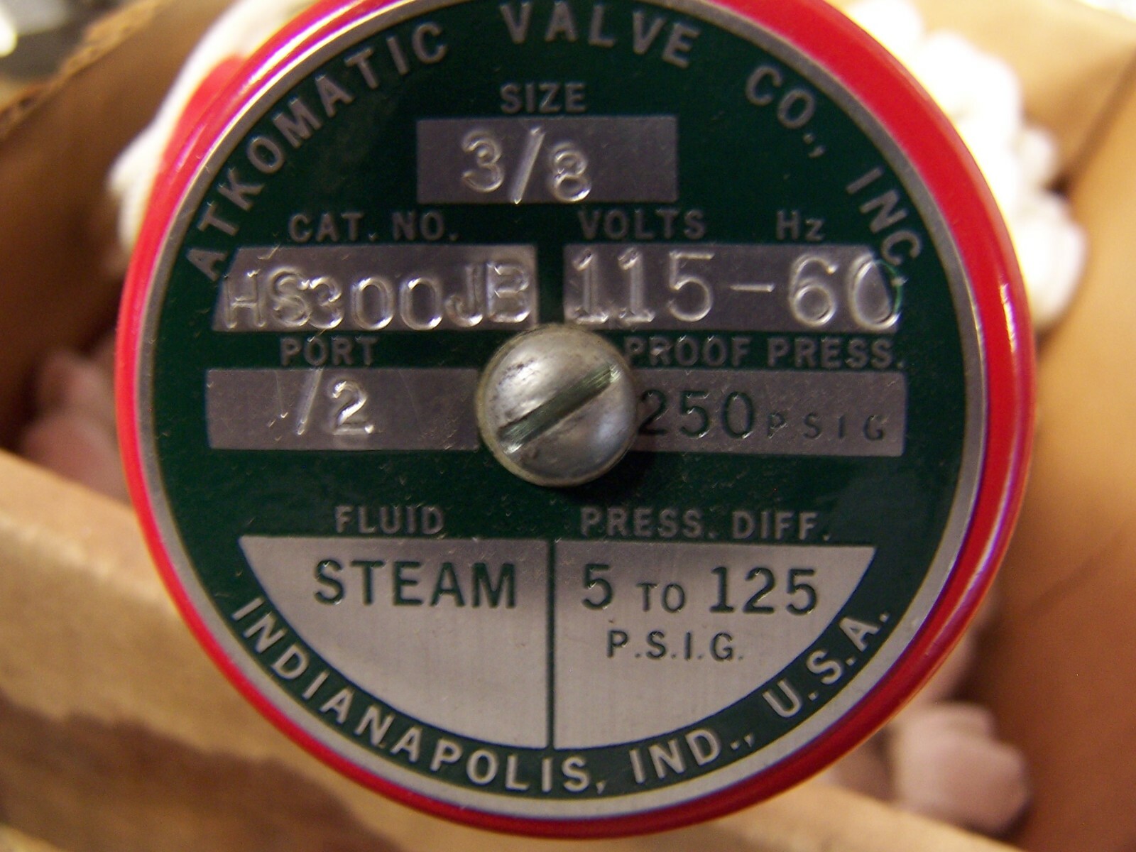 💥NEW ATKOMATIC 3/8″ SOLENOID STEAM VALVE 5-125 PSIG 115 VAC HS300JB