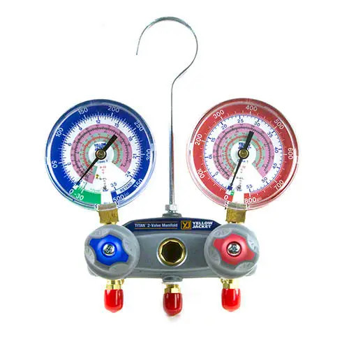 Yellow Jacket 49866 2-Valve TITAN Test/Charging Manifold, Gauges