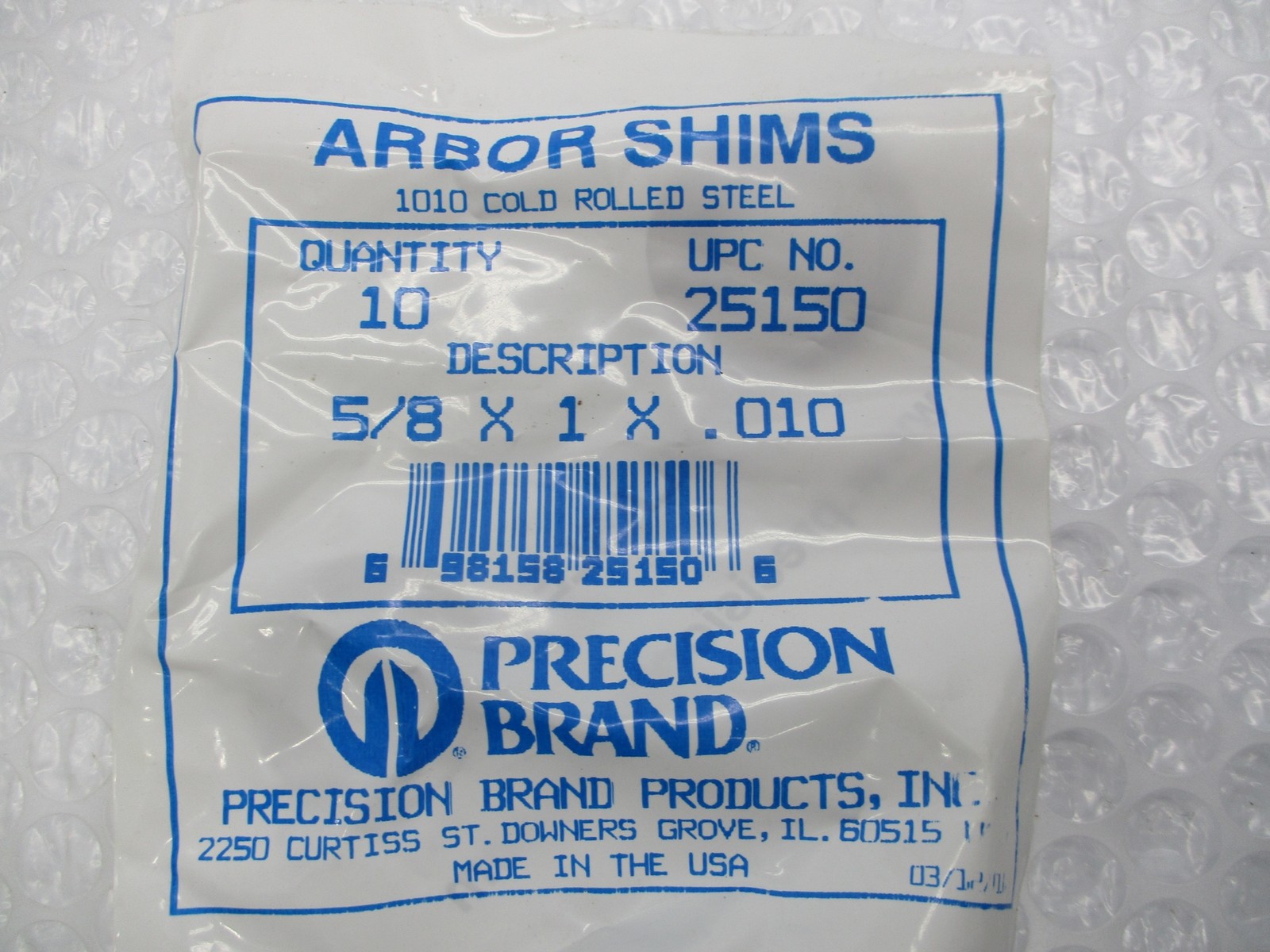 PRECISION BRAND 25150 SHIMS PKG OF 10 NSMP