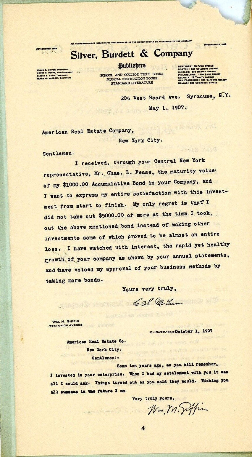 1909 Results Real Test of Real Investment Booklet America Real Estate Co NY