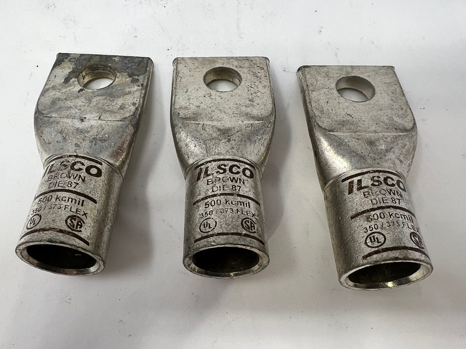 BURNDY BROWN DIE 87 SINGLE HOLE COMPRESSION LUG! NEW! Set of 3 Ships Free!!!