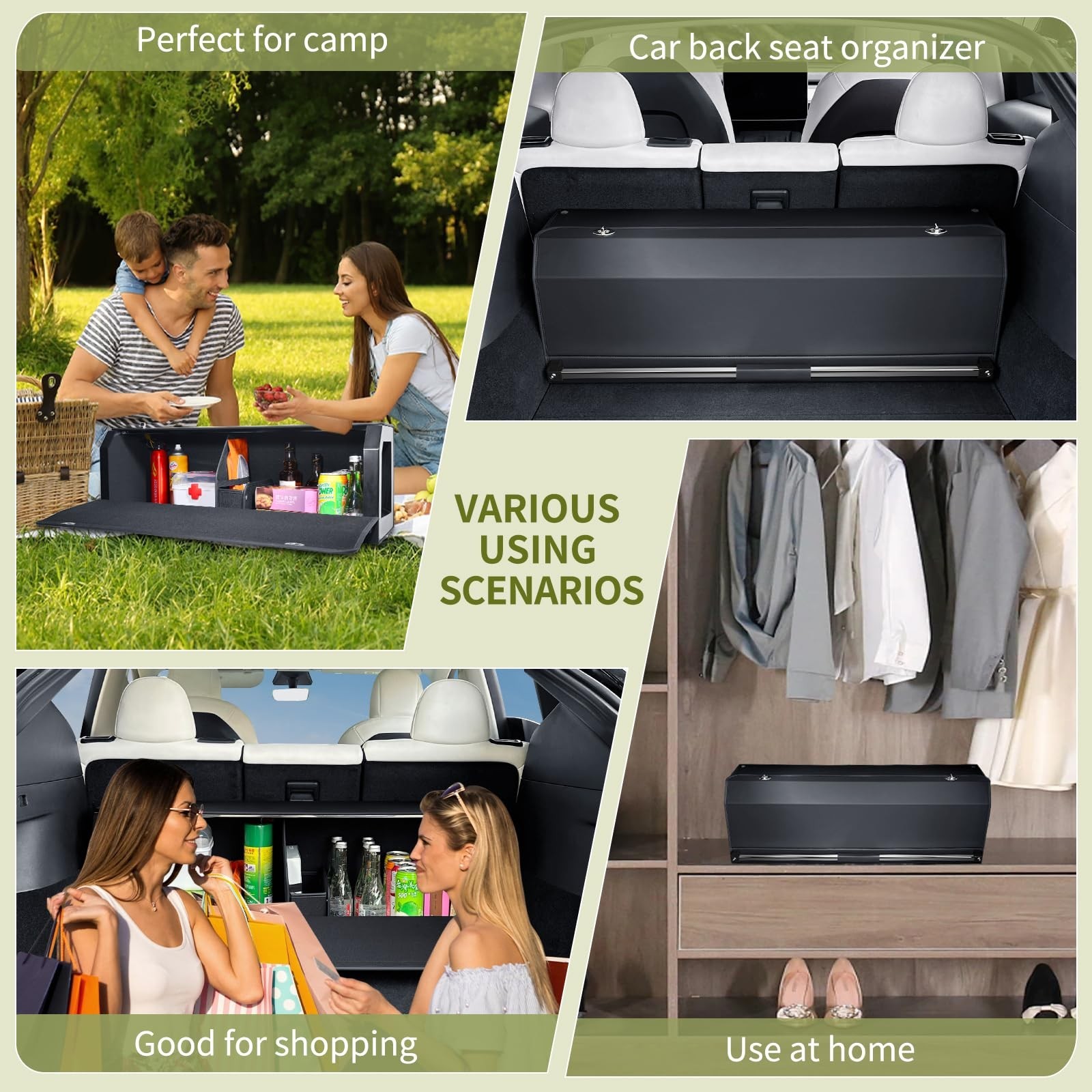 Car Trunk Organizer for 2022-2023 Tesla Model Y (5-Seater), Leather Trunk Org…