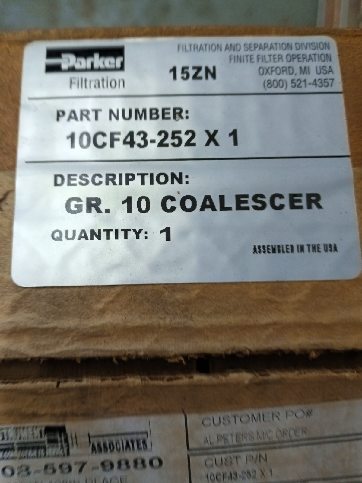PARKER 10CF43-252X1 FILTRATION