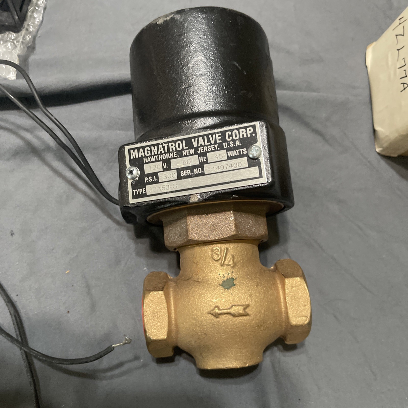 NEW 33A53-G MAGNATROL 120V 45W 300 PSI 3/4” SOLENOID VALVE