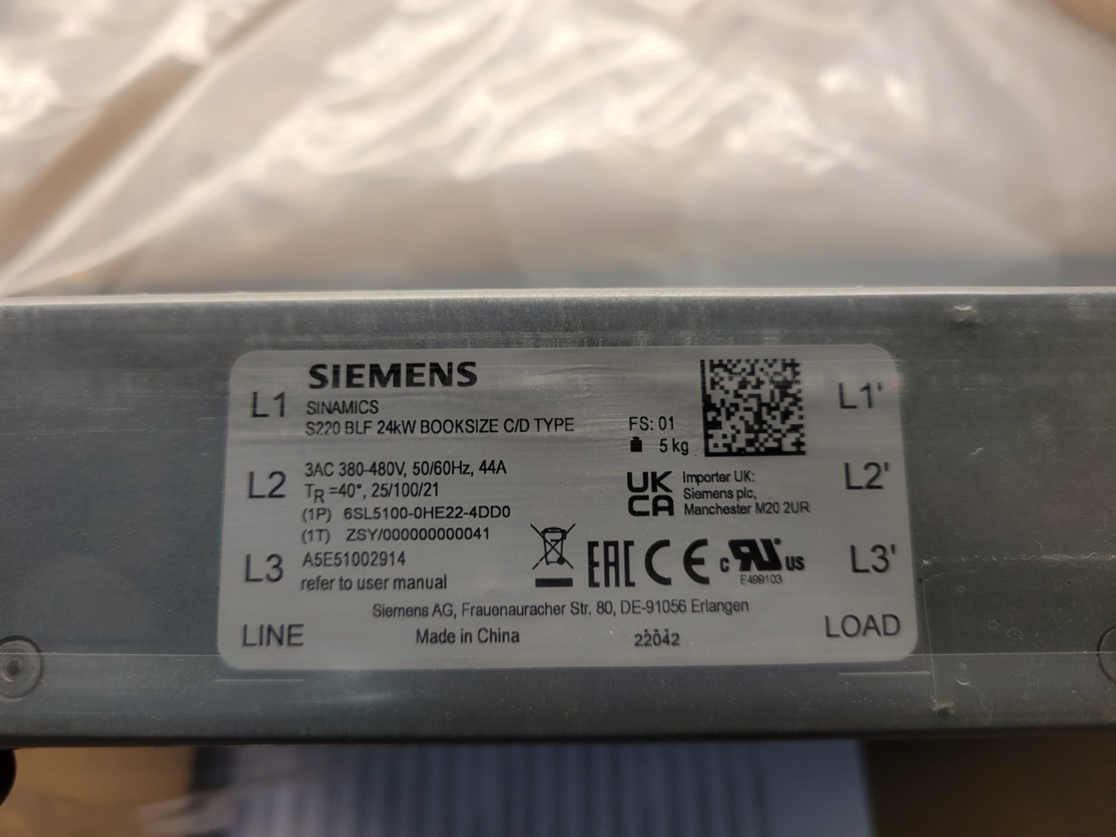 Siemens Sinamics #6SL5100-0HE22-4DD0.