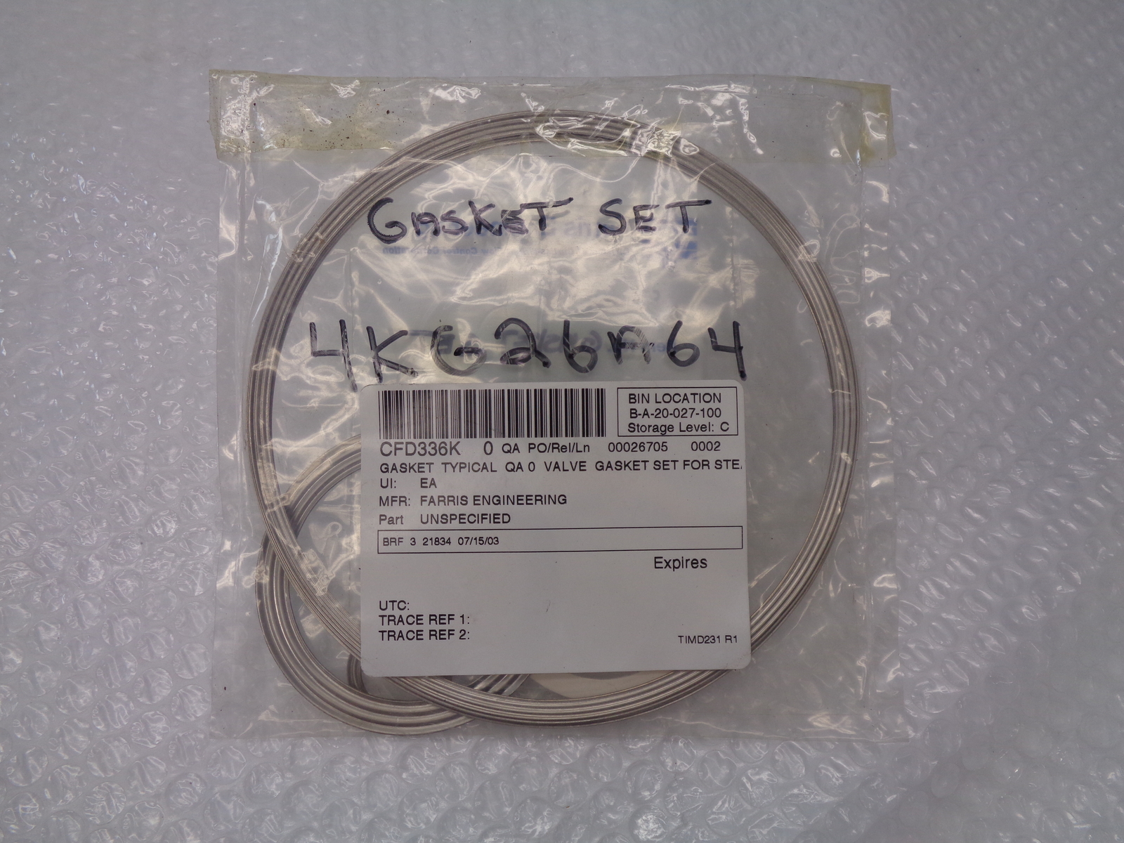 FARRIS ENGINEERING 4KG26A64 GASKET SET NSMP