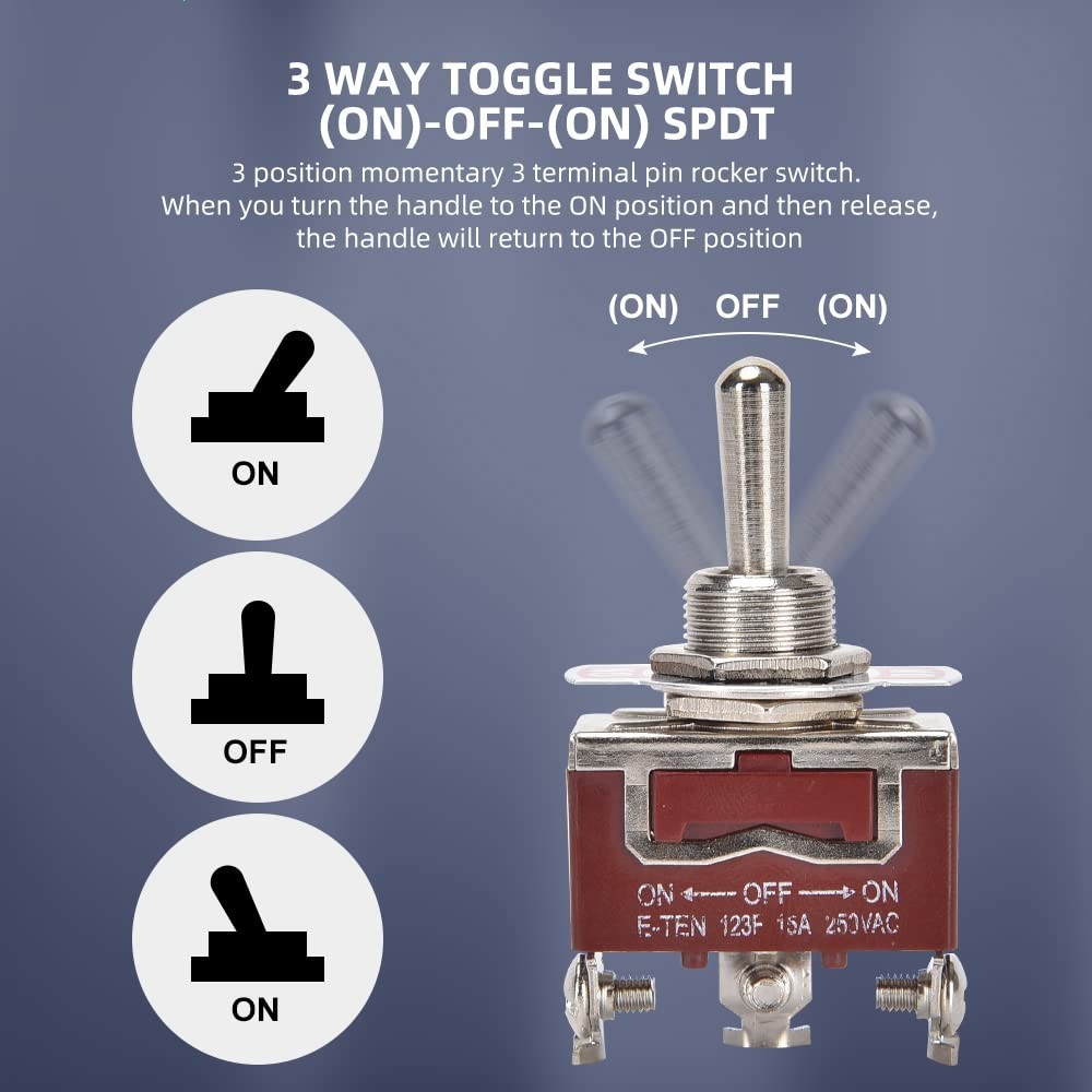 5PCS Waterproof Toggle Switch SPDT 3 Way 30A 12V DC Marine Car Boat ON Off