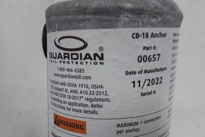 Guardian 00657-W 16 In L 16 In W 18 In Depth Roof Anchor