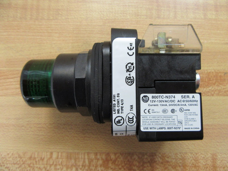 Allen Bradley 800H-QRTH2G Green Button W/800TC-N374,800T-XA