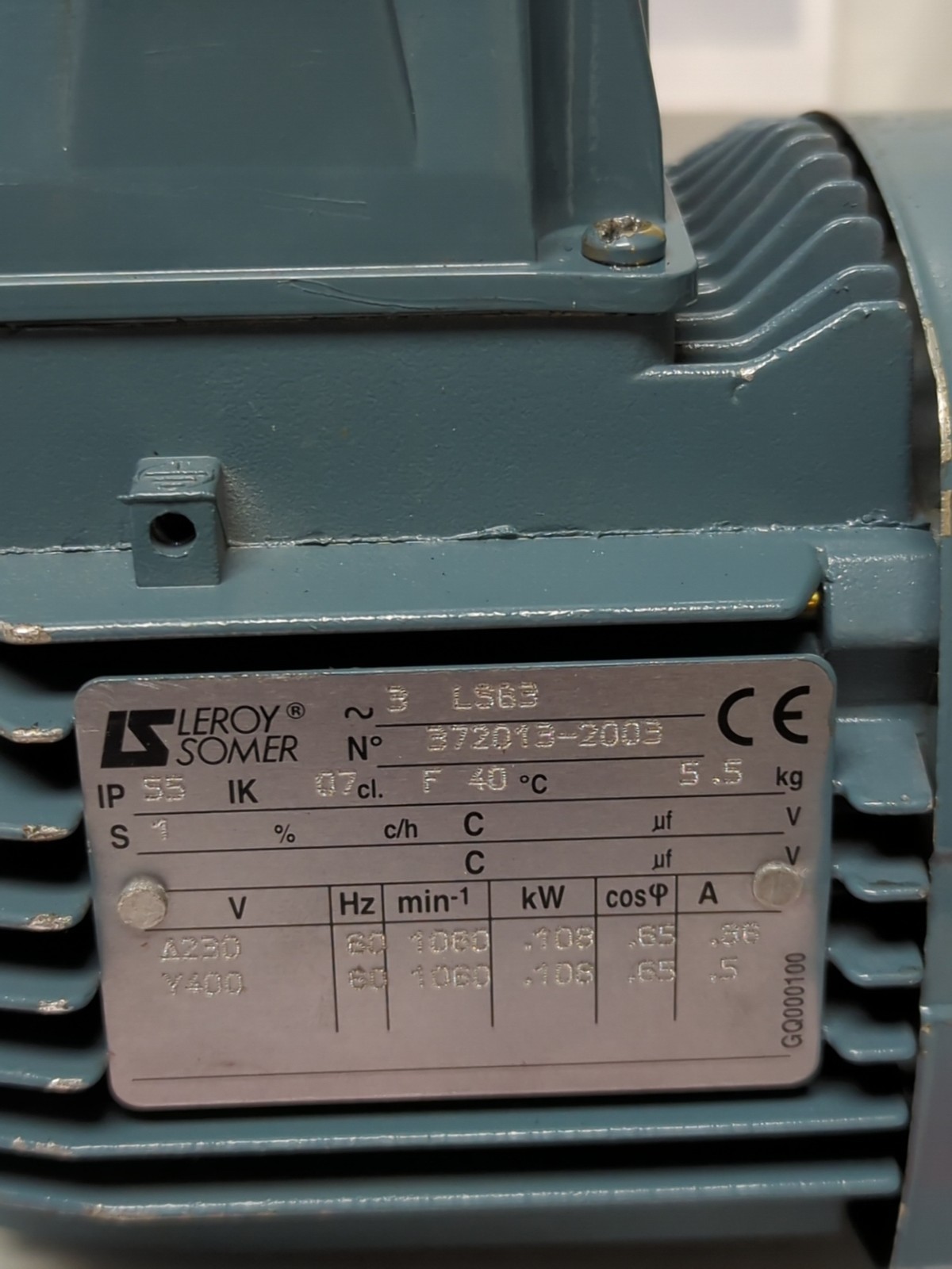 LEROY SOMER,3LS63-3R9153,MOTOR & GEAR REDUCER PRE-OWNED