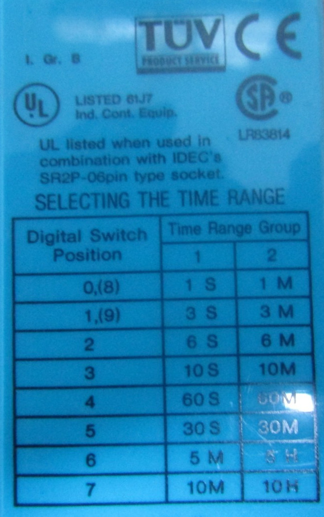 😍IDEC ELECTRIC TIMER RTE-P12 WITH SR2P-6 RELAY SOCKET BASE 8PIN 2P 10A