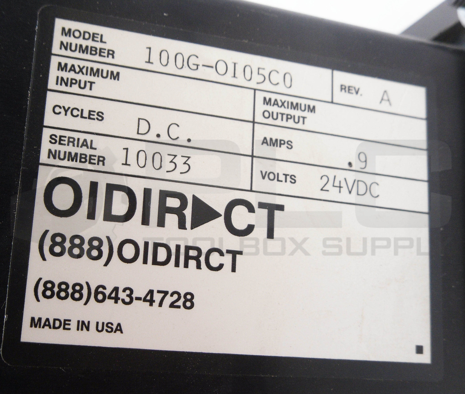 UTICOR OIDIRECT 100G-OI05C0 INTERFACE PANEL .9A 24VDC