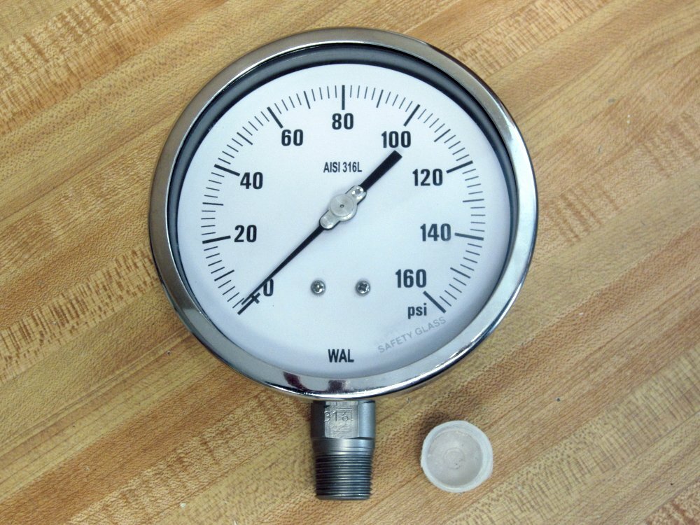 WAL AISI 316L 4.5″ Pressure Gauge 160 PSI