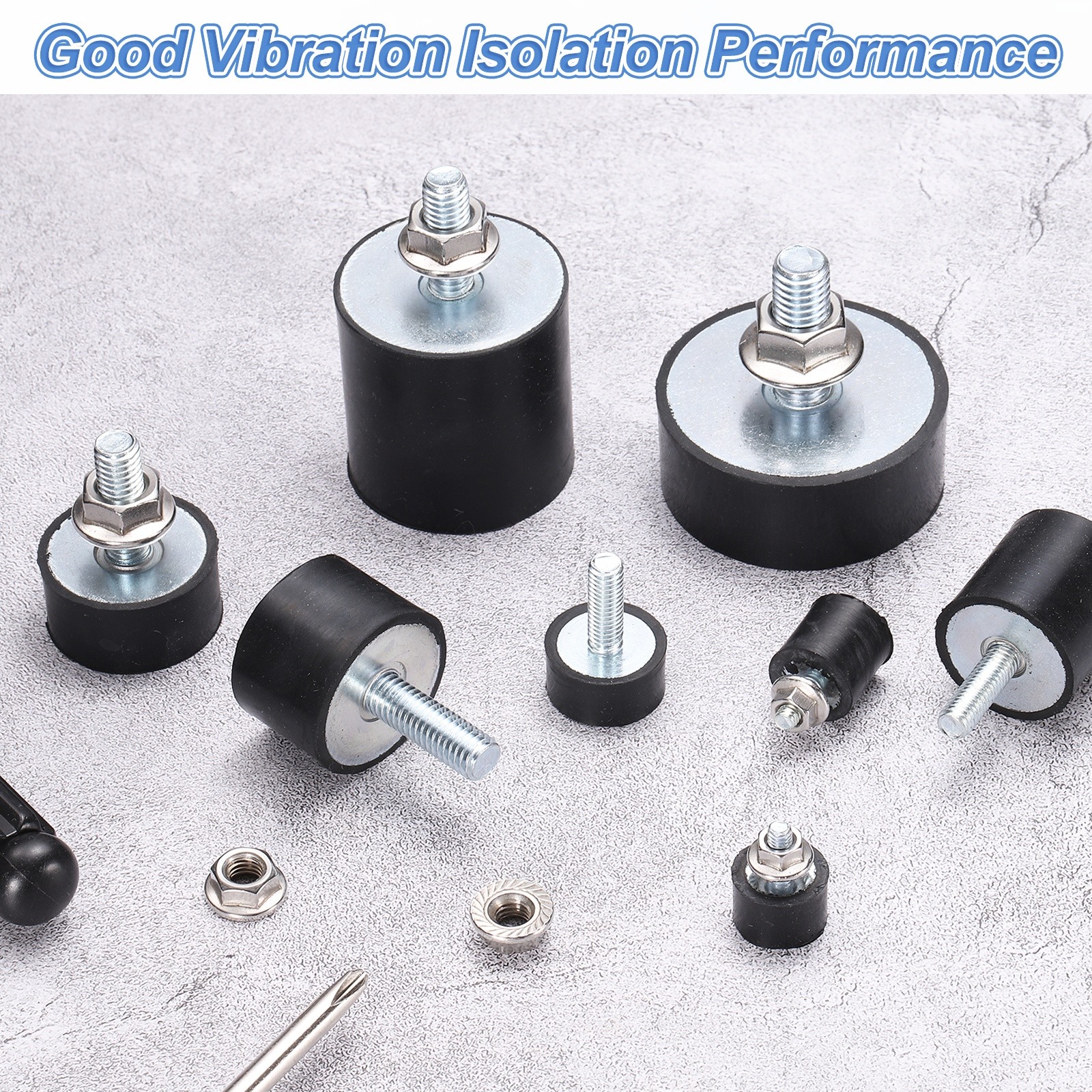 2Pcs M6 Rubber Mounts, Vibration Isolators with Studs 25 x 25mm with Nuts