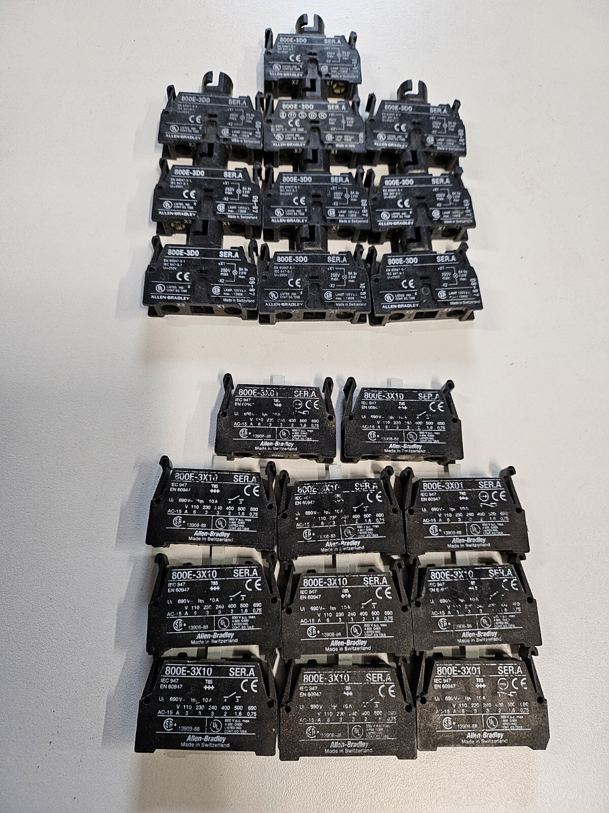 Allen Bradley Cat. 800E SER. A Switch & Light Repair Parts 800E-3D0 800E-3X10…