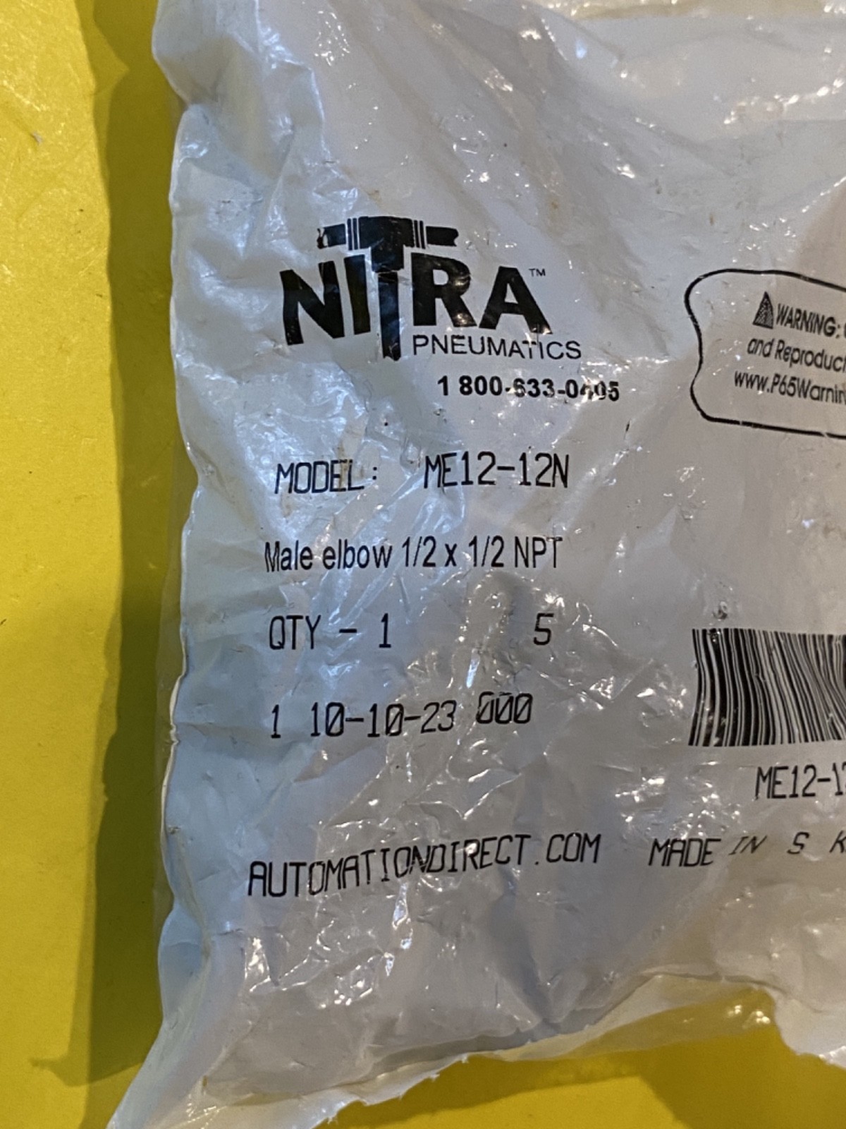 Automation Direct ME12-12N Elbow, 1/2’x1/2″ NPT (Qty 5) Free Shipping!