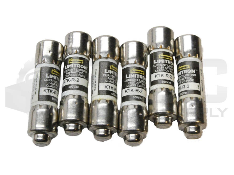 LOT OF 6 NEW BUSSMANN KTK-R-2 LIMITRON FUSE 2A 600VAC